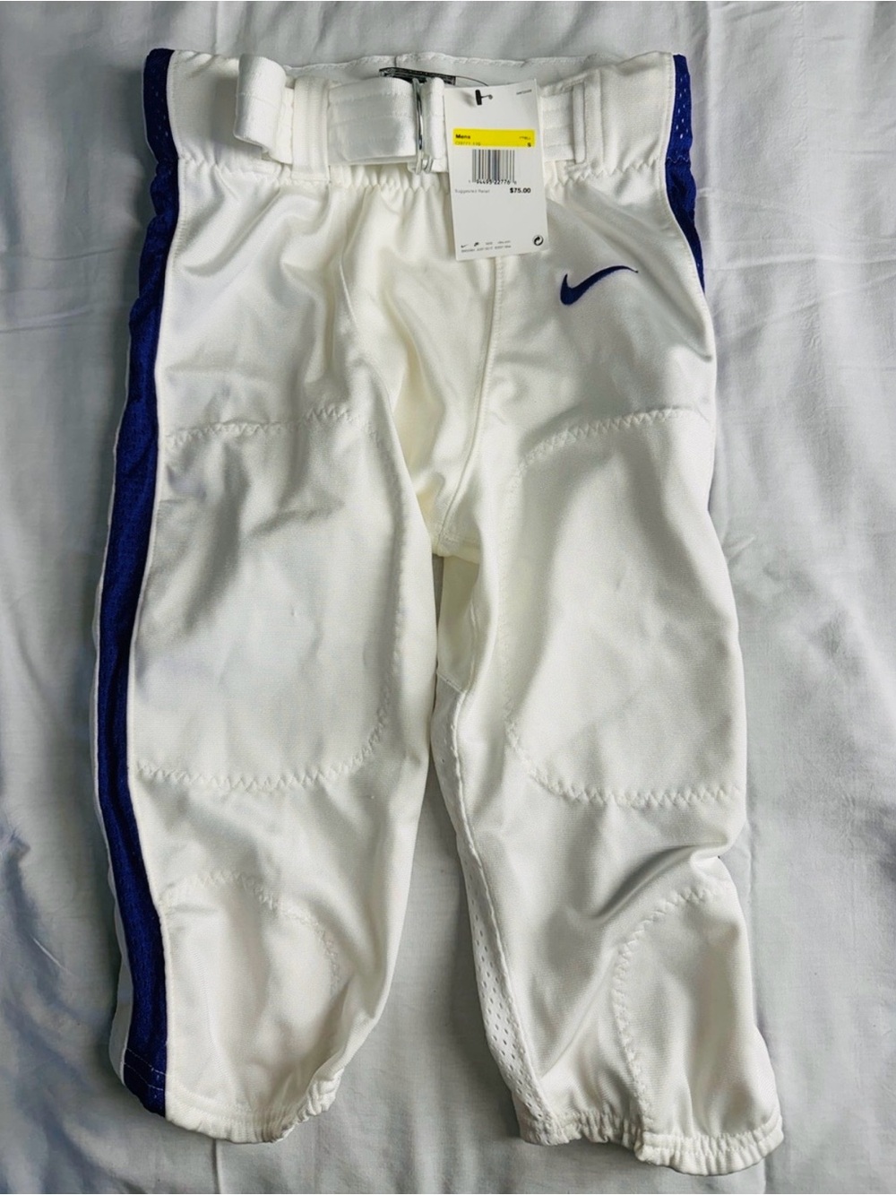 NEW! Nike Football Pants Mens White and Purple with Side Strip
